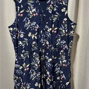 Nicole Miller Navy Floral Dress With Pockets